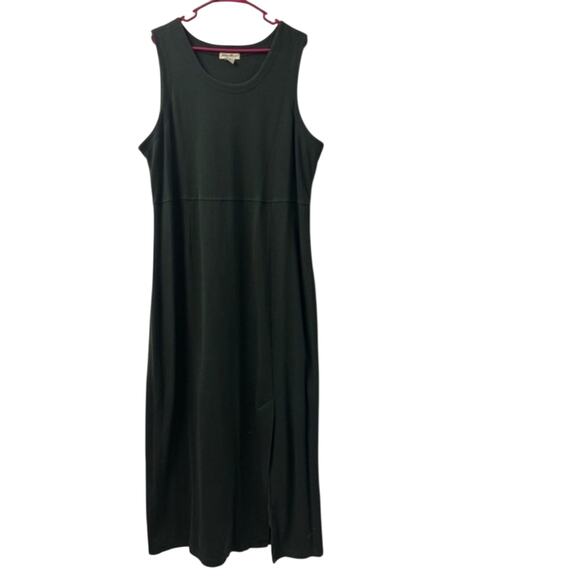 Eddie Bauer Green Sleeveless Maxi Dress 100% cotton XL Tall cottagecore staple - Picture 1 of 4